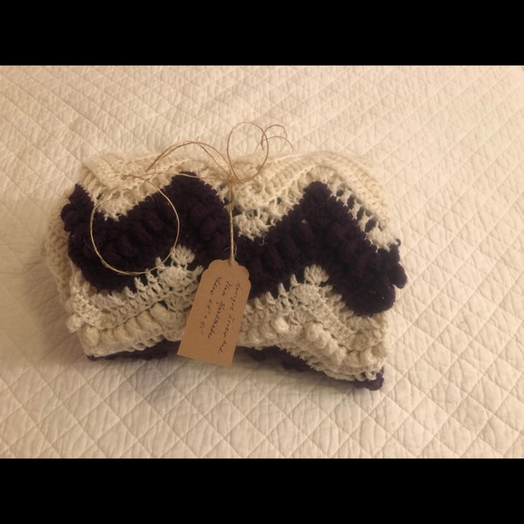 Handmade Deep Purple & Ivory Throw - Picture 5 of 6